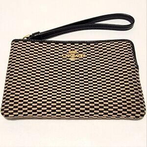 Coach Purse Wristlet with Legacy Print - Milk/Black